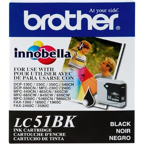 Brother Innobella LC51BK Ink Cartridge, 500 Page Yield, Black