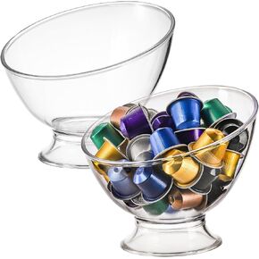 Frcctre 2 Pack Coffee Pod Holder, Plastic K Cup Holder Coffee Capsule Storage Organizer, Round Serving Bowl Candy Dish Fruit Bowl