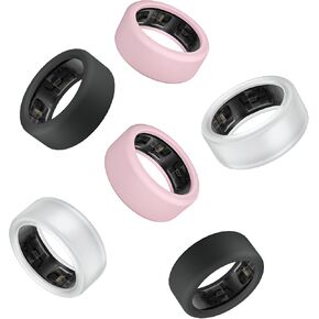 6Pack Ring Cover for Oura Ring Gen 4/Oura Ring Gen 3/Samsung Galaxy Ring, Elastic Silicone Ring Case Protector for Gym and Working Out (Teal+Purple+Pink+Black+White+Clear, S (6/7/8/9/10))