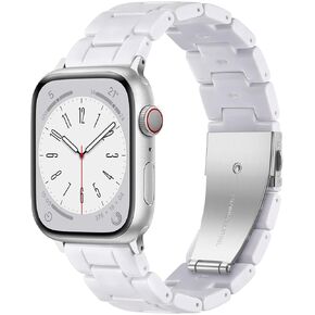 Light Resin Strap Compatible With Apple Watch band 38/40/41/42/44/45/46/49mm, Fashion and Durable Strap With Stainless Steel Buckle For iWatch Series 10/9/8/7/6/5/4/3/2/1/SE/Ultra/Ultra 2