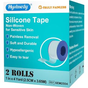 شريط طبي من السيليكون للبشرة الحساسة، 1 × 4 ياردات، شريط رموش 2 لفات لوصلات الرموش، لا يسبب الحساسية، شريط جراحي مقاوم للماء وقابل لإعادة الوضع للعناية بالجروح in Kuwait