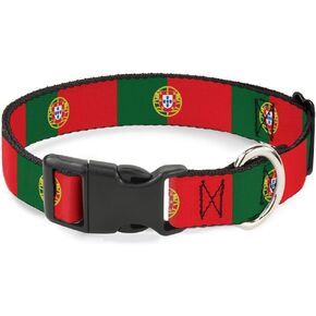 Buckle-Down Dog Collar Plastic Clip Portugal Flag Green Red 11 to 17 Inches 1.0 Inch Wide