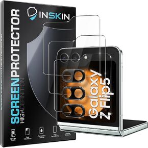 Inskin Tempered Glass Screen Protector for Samsung Galaxy Z Flip 5 5G 6.7 inch [2023] - Ultimate 3+3 Bundle with Camera Lens Guard and Auto Alignment Tray - Ultra HD, Case Compatible