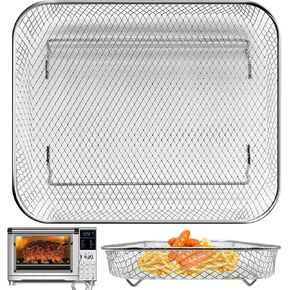 Air Fryer Basket Replacement for Nuwave Bravo XL Air Fryer Toaster Convection Oven, 12 * 10'' Non-stick Mesh Air Fryer Stainless Steel Basket Wire Rack Accessories Parts, Dishwasher Safe