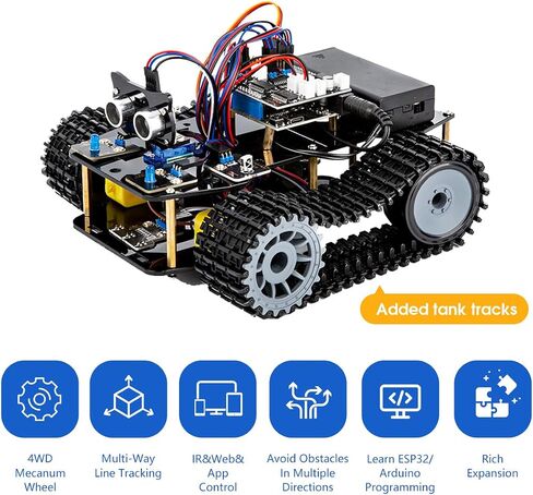 Smart Robot Camera Car Kit, 4WD Remote Control Car Compatible with Arduino IDE, Electronic Programming Project/STEM Education/Science Coding Kit for 12+ Teens & Adults Unique Gifts in Saudi Arabia