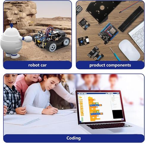Smart Robot Camera Car Kit, 4WD Remote Control Car Compatible with Arduino IDE, Electronic Programming Project/STEM Education/Science Coding Kit for 12+ Teens & Adults Unique Gifts in Saudi Arabia