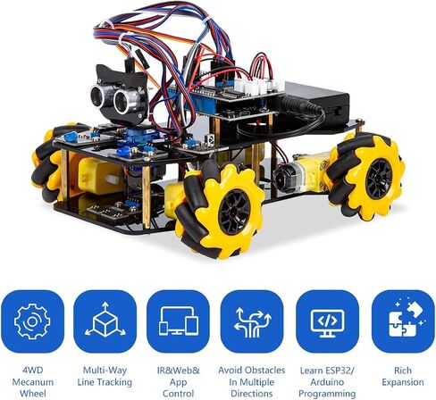 Smart Robot Camera Car Kit, 4WD Remote Control Car Compatible with Arduino IDE, Electronic Programming Project/STEM Education/Science Coding Kit for 12+ Teens & Adults Unique Gifts in Saudi Arabia