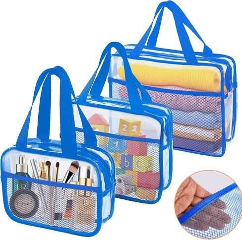 XEWEA Clear Travel Toiletry Bags, 3 Pack TSA Approved Transparent Makeup Bag for Men Women, Large Waterproof PVC Quart Organizer Kit with Zipper for Toiletries Airline Essentials,Toy Storage Pouch in Saudi Arabia