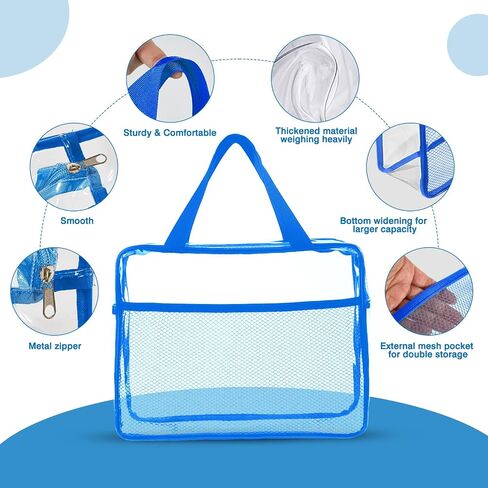 XEWEA Clear Travel Toiletry Bags, 3 Pack TSA Approved Transparent Makeup Bag for Men Women, Large Waterproof PVC Quart Organizer Kit with Zipper for Toiletries Airline Essentials,Toy Storage Pouch in Saudi Arabia