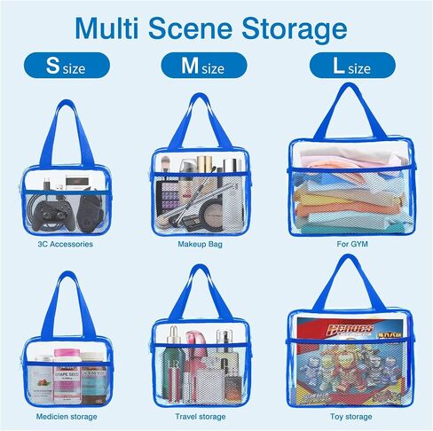 XEWEA Clear Travel Toiletry Bags, 3 Pack TSA Approved Transparent Makeup Bag for Men Women, Large Waterproof PVC Quart Organizer Kit with Zipper for Toiletries Airline Essentials,Toy Storage Pouch in Saudi Arabia