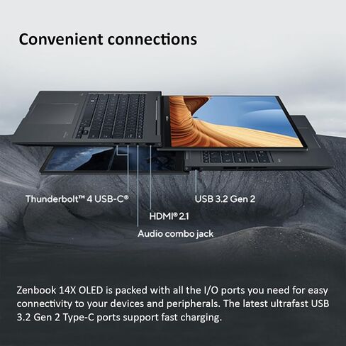 ASUS Zenbook 14" OLED 3K(2880 X 1800) Touch Slim Laptop, Intel EVO 14Cores i9-13900H, Intel Iris Xe Graphics, 2X Thunderbolt4, 100% DCI-P3, 500nits, w/HDMI (16GB LPDDR5 RAM | 1TB PCIe SSD) in Saudi Arabia