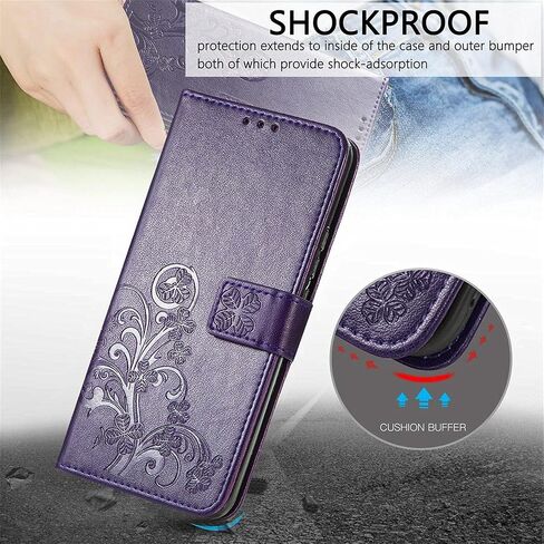 Wallet Phone Case for Xiaomi Poco X5 Pro, Case for Redmi Note 12 Pro 5G,Four Leaf Clover Pattern PU Leather Holster Case for Xiaomi Poco X5 Pro/Redmi Note 12 Pro 5G, SYC Purple in Saudi Arabia