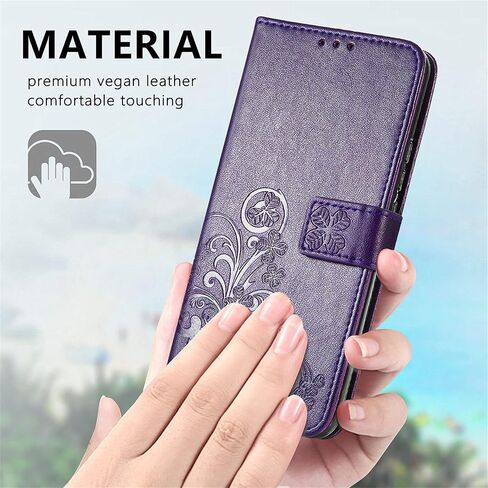 Wallet Phone Case for Xiaomi Poco X5 Pro, Case for Redmi Note 12 Pro 5G,Four Leaf Clover Pattern PU Leather Holster Case for Xiaomi Poco X5 Pro/Redmi Note 12 Pro 5G, SYC Purple in Saudi Arabia