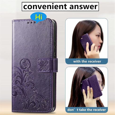 Wallet Phone Case for Xiaomi Poco X5 Pro, Case for Redmi Note 12 Pro 5G,Four Leaf Clover Pattern PU Leather Holster Case for Xiaomi Poco X5 Pro/Redmi Note 12 Pro 5G, SYC Purple in Saudi Arabia