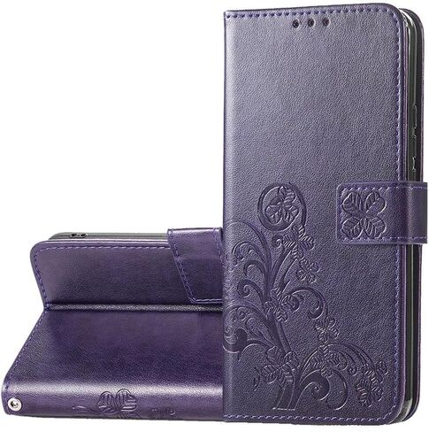 Wallet Phone Case for Xiaomi Poco X5 Pro, Case for Redmi Note 12 Pro 5G,Four Leaf Clover Pattern PU Leather Holster Case for Xiaomi Poco X5 Pro/Redmi Note 12 Pro 5G, SYC Purple in Saudi Arabia