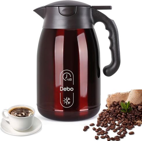 Thermal Coffee Carafe-71oz vacuum Coffee Carafe For Keeping Hot Liquids,Coffee Carafe,Thermal Stainless Steel, Coffee Carafes Press On Lid, Coffee Dispenser.(2.1l) Red in Saudi Arabia