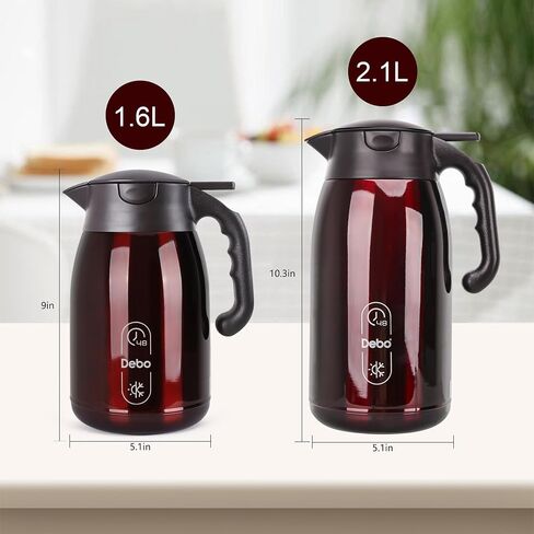 Thermal Coffee Carafe-71oz vacuum Coffee Carafe For Keeping Hot Liquids,Coffee Carafe,Thermal Stainless Steel, Coffee Carafes Press On Lid, Coffee Dispenser.(2.1l) Red in Saudi Arabia