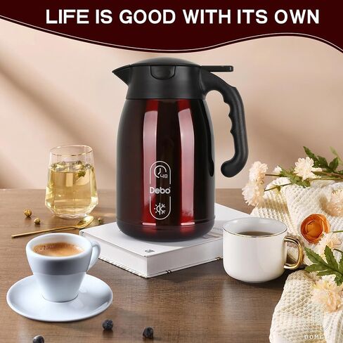 Thermal Coffee Carafe-71oz vacuum Coffee Carafe For Keeping Hot Liquids,Coffee Carafe,Thermal Stainless Steel, Coffee Carafes Press On Lid, Coffee Dispenser.(2.1l) Red in Saudi Arabia