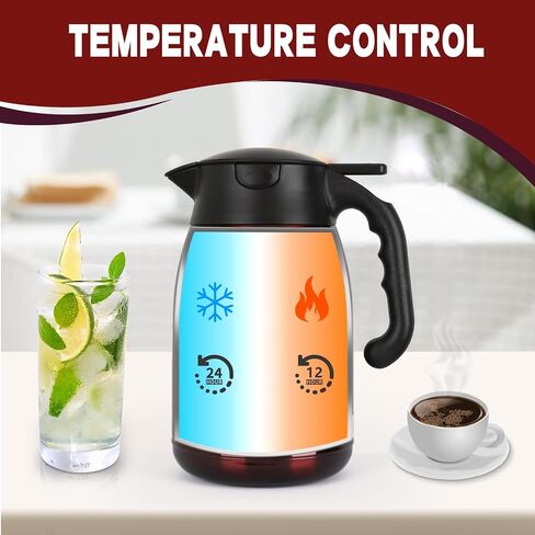 Thermal Coffee Carafe-71oz vacuum Coffee Carafe For Keeping Hot Liquids,Coffee Carafe,Thermal Stainless Steel, Coffee Carafes Press On Lid, Coffee Dispenser.(2.1l) Red in Saudi Arabia