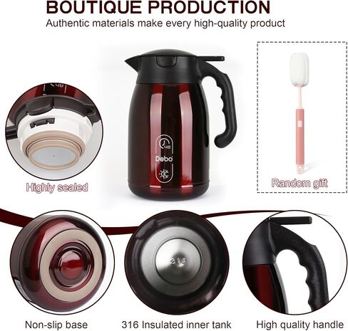 Thermal Coffee Carafe-71oz vacuum Coffee Carafe For Keeping Hot Liquids,Coffee Carafe,Thermal Stainless Steel, Coffee Carafes Press On Lid, Coffee Dispenser.(2.1l) Red in Saudi Arabia