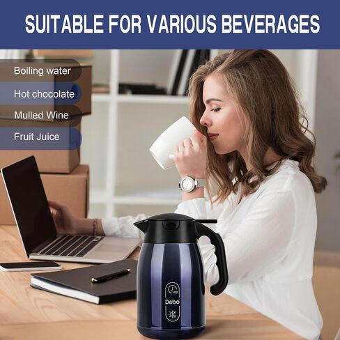 Thermal Coffee Carafe-71oz vacuum Coffee Carafe For Keeping Hot Liquids,Coffee Carafe,Thermal Stainless Steel, Coffee Carafes Press On Lid, Coffee Dispenser.(2.1l) Red in Saudi Arabia