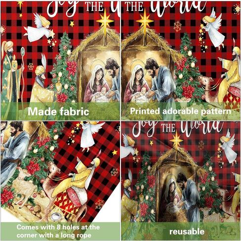 Christmas Nativity Garage Door Decoration Cover, Large Christmas Jesus Birthday Garage Door Banner Backdrop, Joy to The World Winter Holiday Supplies Party Background for Photo Decor 16X7FT in Saudi Arabia