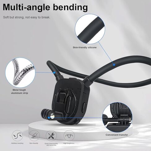 حامل تثبيت على رقبة الهاتف المغناطيسي الأسود من FitTSTILL متوافق مع iPhone 15/14/13/12 Pro Mini/Plus/Pro/Pro Max، حامل بدون استخدام اليدين لتسجيل الفيديو لملحقات الهاتف المحمول in Kuwait