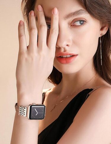 سوار جلدي من Wearlizer متوافق مع أحزمة ساعات Apple للنساء 38/40/41/42/44/45/46/49 مم، حزام بإبزيم سداسي متشابك بتصميم أنيق لسلسلة iWatch 10/9/8/7/6/5/4/3 /2/1/SE/ألترا 2 in Kuwait