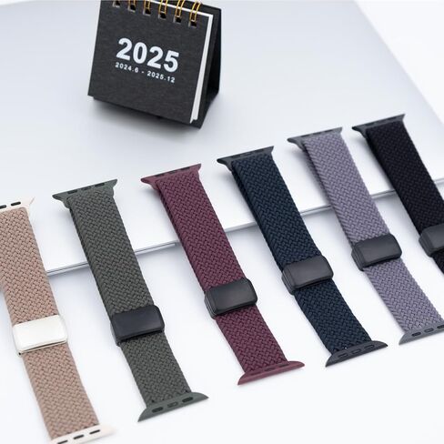 6 Pack Braided Stretchy Solo Loop Compatible with Apple Watch 46mm 45mm 44mm 41mm 40mm for Women Men Adjustable Magnetic Nylon Lightweight Elastic Strap for iWatch Ultra 2 SE Series 10 9 8 7 6 5 4 in Saudi Arabia