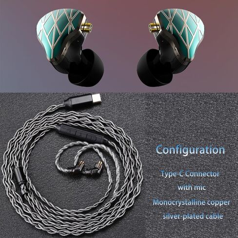 FAAEAL in Ear Monitor,HiFi Wired Sports Earbuds,Hybrid IEM Earphones with Powder Metallurgy Faceplate QDC 2-Pin Detachable Mono-crystalline Copper Silver-Plated Cable Headphones in Kuwait