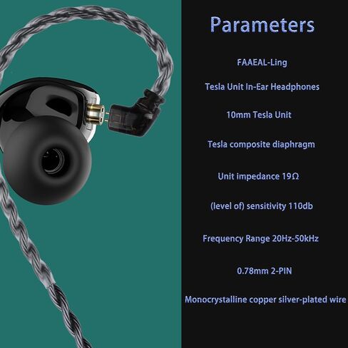 FAAEAL in Ear Monitor,HiFi Wired Sports Earbuds,Hybrid IEM Earphones with Powder Metallurgy Faceplate QDC 2-Pin Detachable Mono-crystalline Copper Silver-Plated Cable Headphones in Kuwait