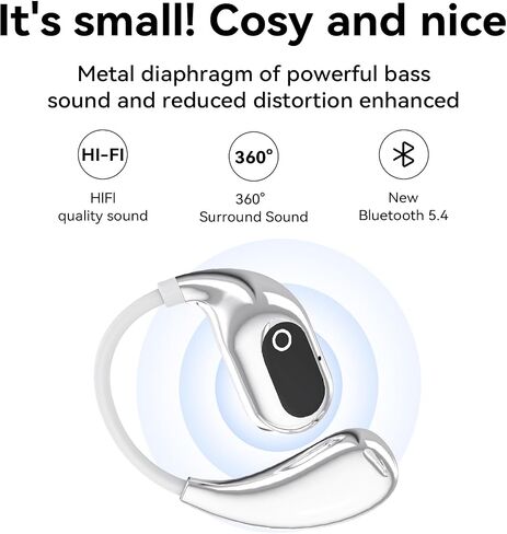 Open Ear Headphones Wireless Bluetooth 5.4, OWS Earphones Wireless Earbuds with Earhooks and Mic, IPX5 Waterproof, 64H Range, Out of Ear Earbuds for Sports Running Workout Driving (Black) in Saudi Arabia