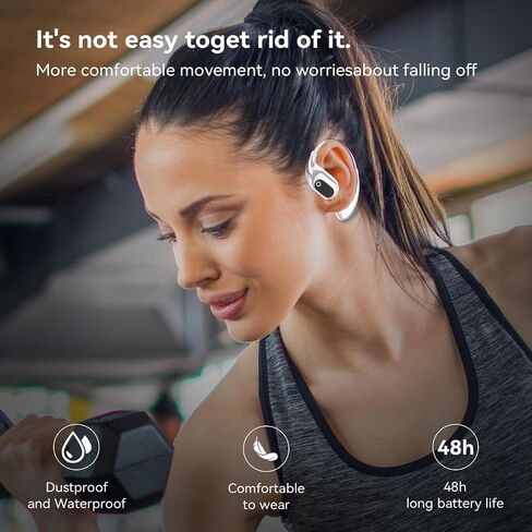 Open Ear Headphones Wireless Bluetooth 5.4, OWS Earphones Wireless Earbuds with Earhooks and Mic, IPX5 Waterproof, 64H Range, Out of Ear Earbuds for Sports Running Workout Driving (Black) in Saudi Arabia