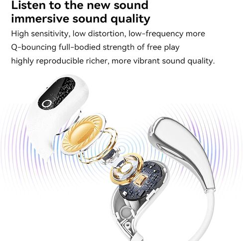 Open Ear Headphones Wireless Bluetooth 5.4, OWS Earphones Wireless Earbuds with Earhooks and Mic, IPX5 Waterproof, 64H Range, Out of Ear Earbuds for Sports Running Workout Driving (Black) in Saudi Arabia