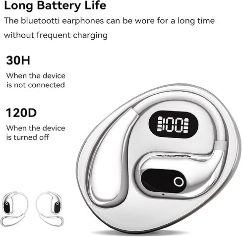 Open Ear Headphones Wireless Bluetooth 5.4, OWS Earphones Wireless Earbuds with Earhooks and Mic, IPX5 Waterproof, 64H Range, Out of Ear Earbuds for Sports Running Workout Driving (Black) in Saudi Arabia