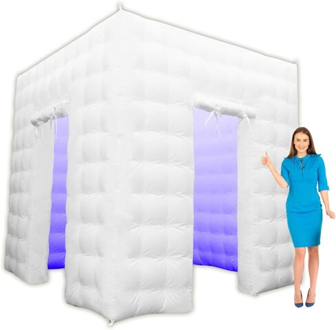 Inflatable Photo Booth Enclosure，2 Doors Black 8.2x8.2x8.2Ft,Inflatable Photo Booth Built-in LED Light Strip and Blower for Party Wedding Event in Kuwait