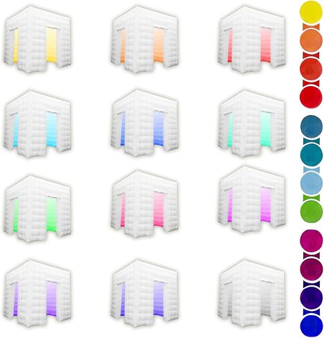 Inflatable Photo Booth Enclosure，2 Doors Black 8.2x8.2x8.2Ft,Inflatable Photo Booth Built-in LED Light Strip and Blower for Party Wedding Event in Kuwait