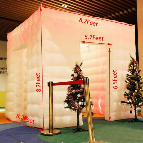 Inflatable Photo Booth Enclosure，2 Doors Black 8.2x8.2x8.2Ft,Inflatable Photo Booth Built-in LED Light Strip and Blower for Party Wedding Event in Kuwait
