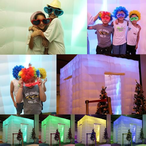 Inflatable Photo Booth Enclosure，2 Doors Black 8.2x8.2x8.2Ft,Inflatable Photo Booth Built-in LED Light Strip and Blower for Party Wedding Event in Kuwait