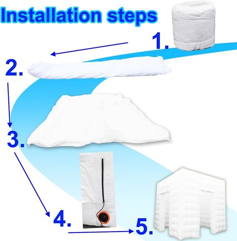 Inflatable Photo Booth Enclosure，2 Doors Black 8.2x8.2x8.2Ft,Inflatable Photo Booth Built-in LED Light Strip and Blower for Party Wedding Event in Kuwait