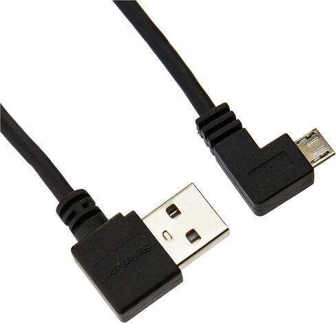 StarTech.com 1m 3 ft Micro-USB Cable with Right-Angled Connectors - M/M - USB A to Micro B Cable - 3ft Right Angle Micro USB Cable (USB2AUB2RA1M), Black in Saudi Arabia