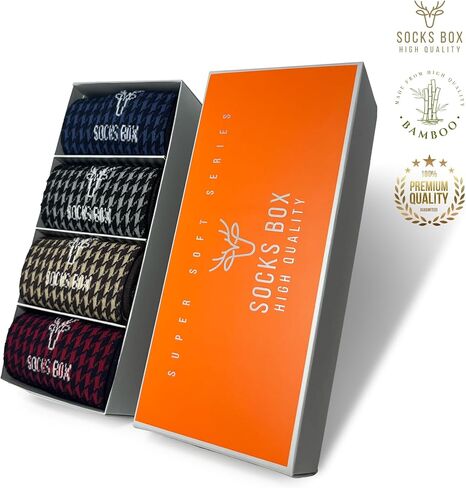 Mens Dress Socks, Super Soft Natural Bamboo Rayon Socks for Men, Lightweight Premium Mens Socks, Gift Box, 8 Pairs in Saudi Arabia