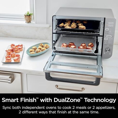 Ninja Double Stack XL Countertop Oven & Air Fryer, 12-in-1, Flexdoor, FlavorSeal, SMART FINISH with DualZone Technology, Countertop Oven, Air Fryer, Bake, Broil, Reheat, Pizza, Stainless Steel, DCT601 in Kuwait