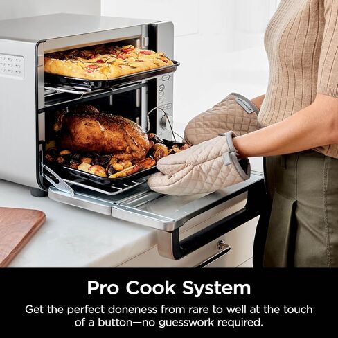 Ninja Double Stack XL Countertop Oven & Air Fryer, 12-in-1, Flexdoor, FlavorSeal, SMART FINISH with DualZone Technology, Countertop Oven, Air Fryer, Bake, Broil, Reheat, Pizza, Stainless Steel, DCT601 in Kuwait