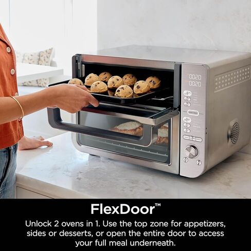 Ninja Double Stack XL Countertop Oven & Air Fryer, 12-in-1, Flexdoor, FlavorSeal, SMART FINISH with DualZone Technology, Countertop Oven, Air Fryer, Bake, Broil, Reheat, Pizza, Stainless Steel, DCT601 in Kuwait