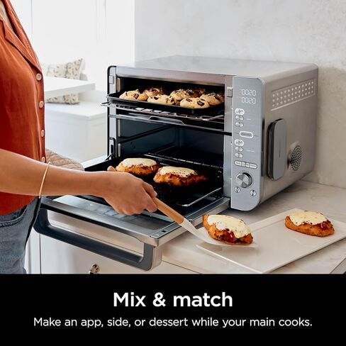 Ninja Double Stack XL Countertop Oven & Air Fryer, 12-in-1, Flexdoor, FlavorSeal, SMART FINISH with DualZone Technology, Countertop Oven, Air Fryer, Bake, Broil, Reheat, Pizza, Stainless Steel, DCT601 in Kuwait