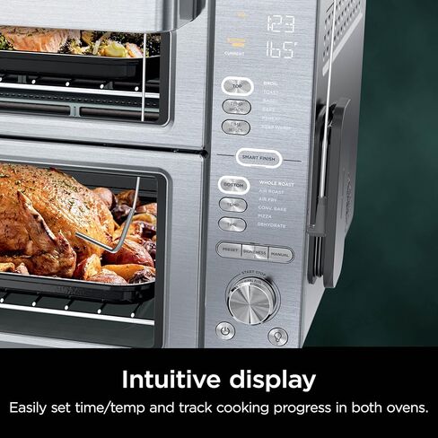 Ninja Double Stack XL Countertop Oven & Air Fryer, 12-in-1, Flexdoor, FlavorSeal, SMART FINISH with DualZone Technology, Countertop Oven, Air Fryer, Bake, Broil, Reheat, Pizza, Stainless Steel, DCT601 in Kuwait
