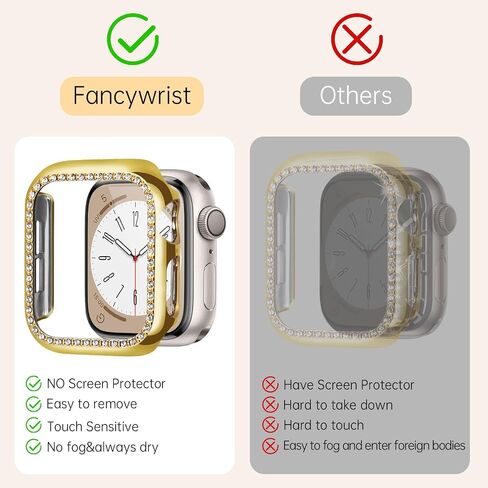 Beaded Bracelet & Bling Case Compatible With Apple Watch Band 40mm 44mm 45mm 41mm 38mm 42mm Women, Dressy Fancy Cute Stretchy Elastic Metal Beads iPhone Strap For iwatch Series 9 8 7 6 5 4 3 2 1 Se in Saudi Arabia