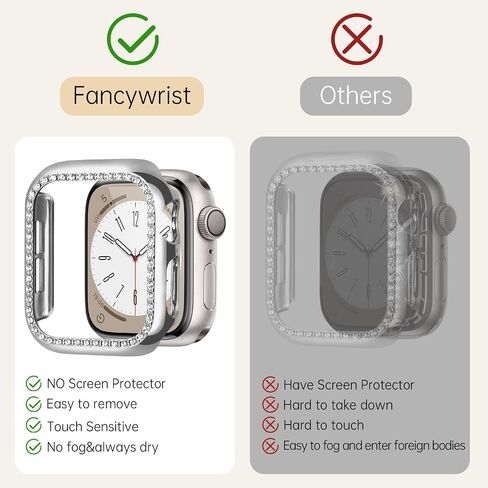 Beaded Bracelet & Bling Case Compatible With Apple Watch Band 40mm 44mm 45mm 41mm 38mm 42mm Women, Dressy Fancy Cute Stretchy Elastic Metal Beads iPhone Strap For iwatch Series 9 8 7 6 5 4 3 2 1 Se in Saudi Arabia
