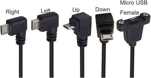 0.3 Meter Micro USB Extension Cable, 90 Degree Right Angle Micro USB 5 Pin Male to Micro USB Female Screw Mount Extender Cable (R-Micro USB) in Saudi Arabia